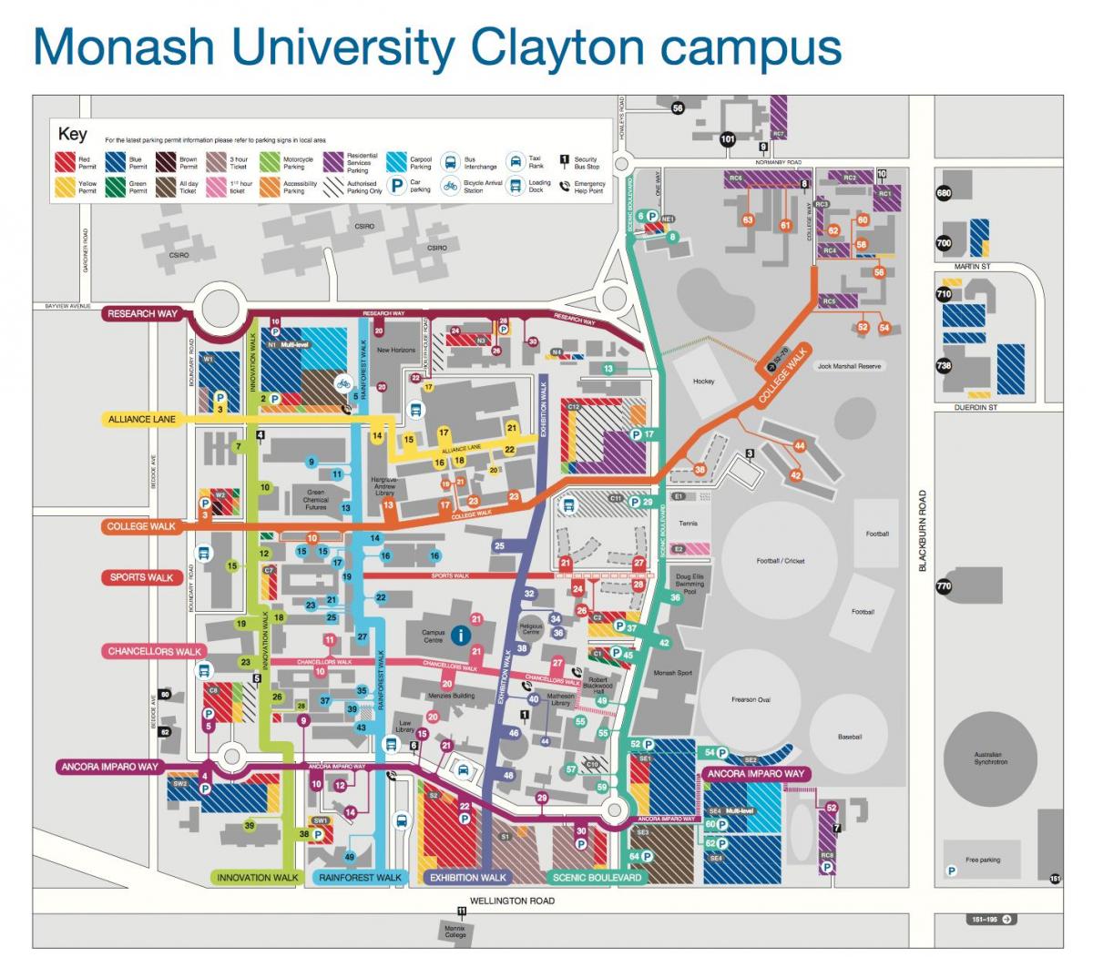 אוניברסיטת מונאש קלייטון מפה