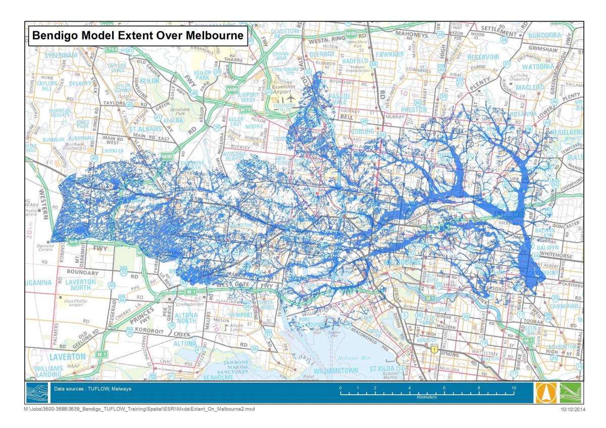 מפה של מלבורן המבול